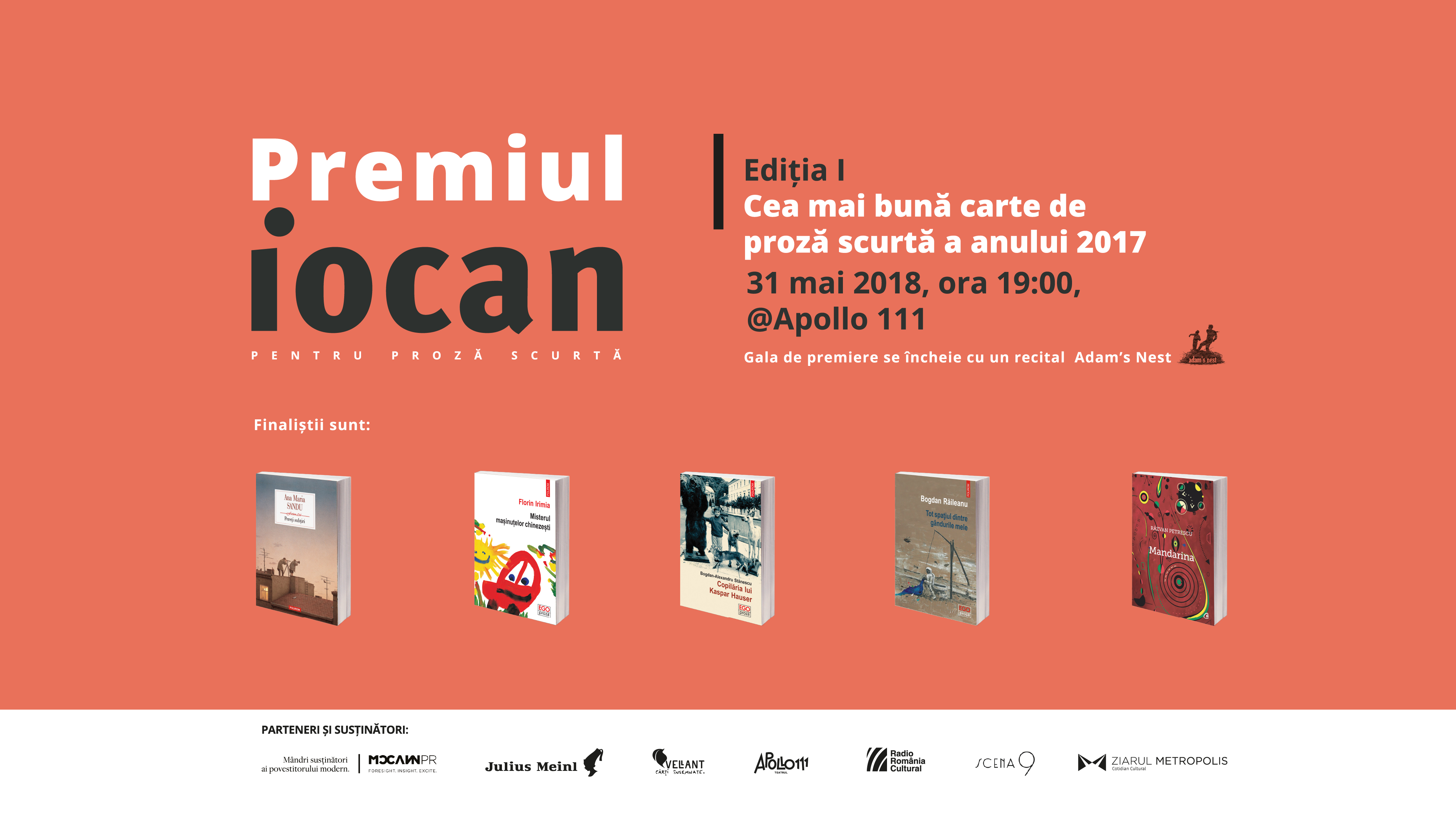 Premiul IOCAN - Cea mai bună carte de proză scurtă a anului 2017